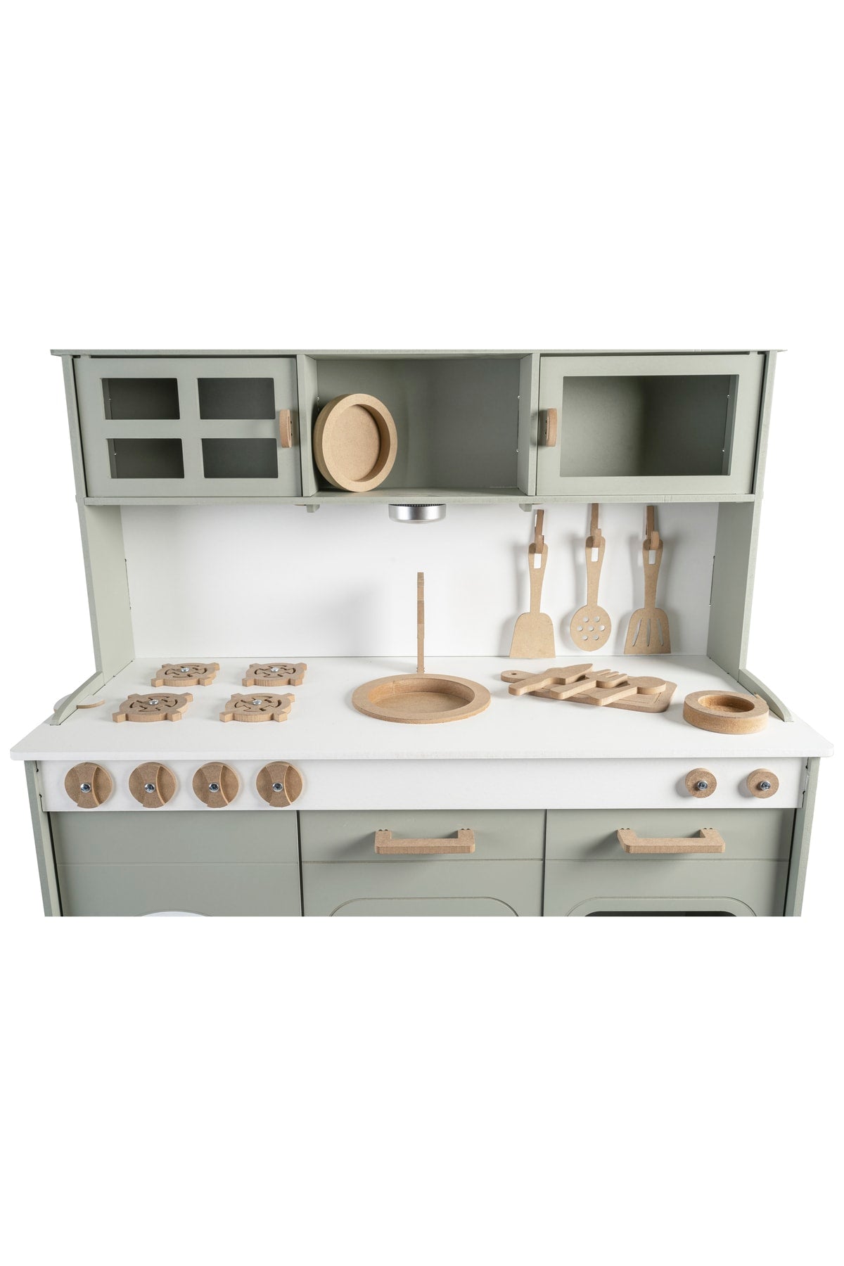 Painted Wooden Toy Kitchen Service Set And 1 Led Lighting
