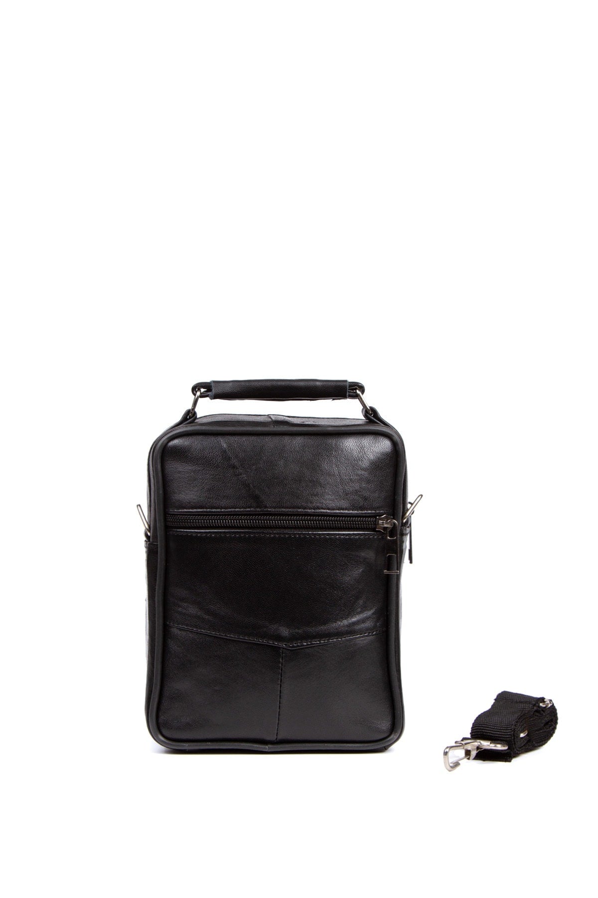 Men's Lamb Leather Hand And Shoulder Bag, Crossbody Bag Daily Black (MEDIUM)