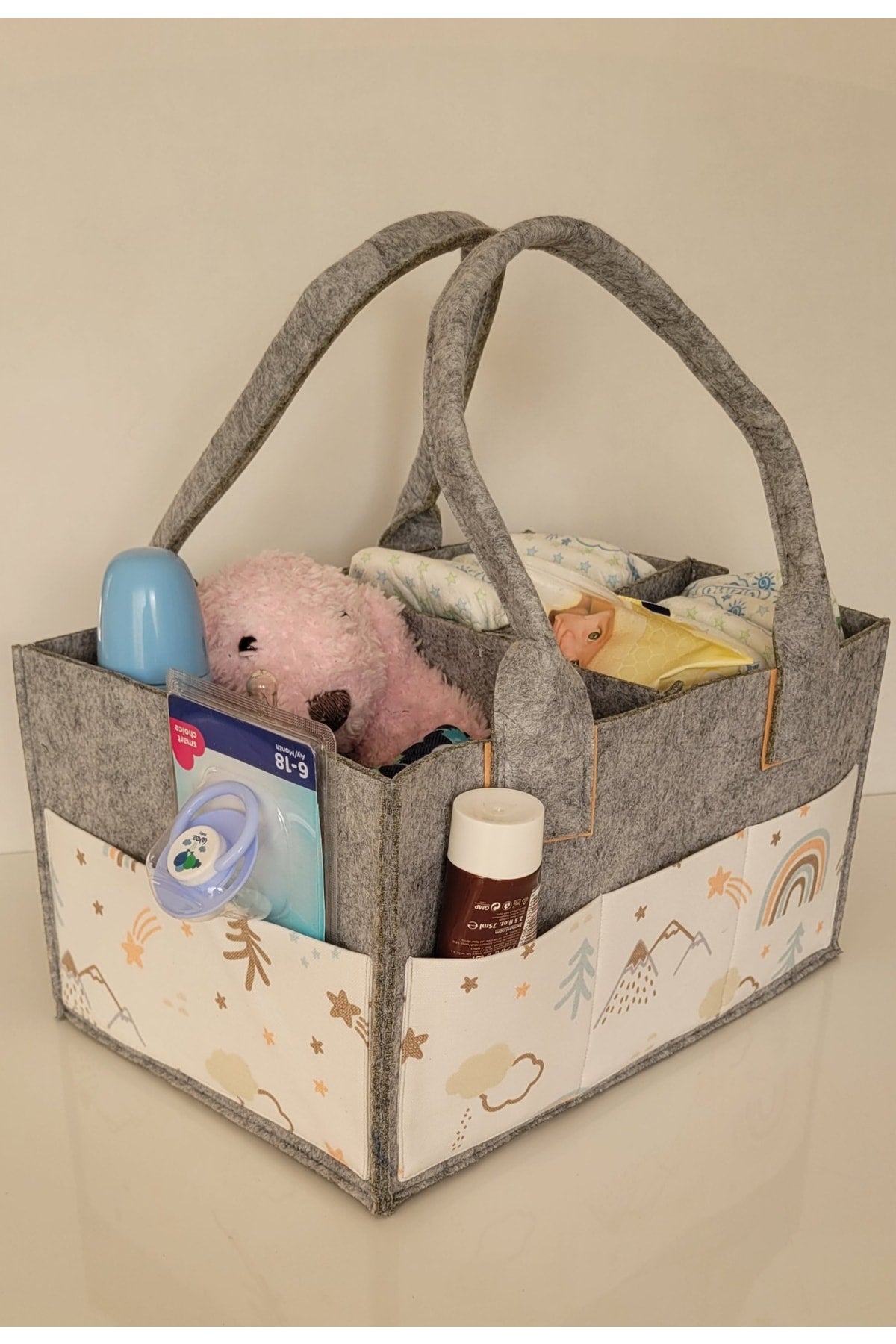 Handmade Multi-Purpose Felt Mother Baby Care And Organizer Bag Functional Organizer With Lid