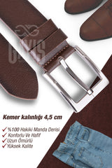 100% Genuine Buffalo Leather Brown Men's Jeans Belt - Men's Gift Belt