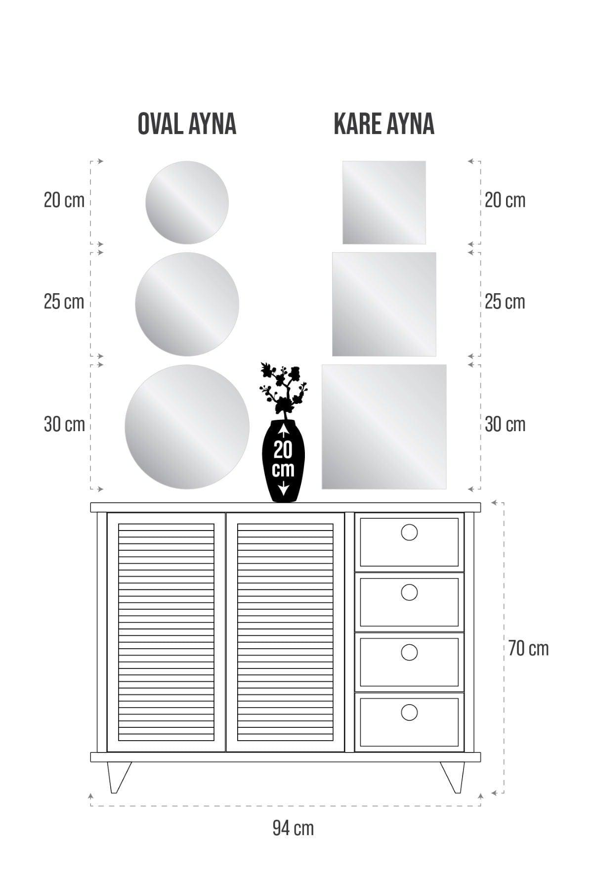 Mirror 4 Pieces Square Decorative Wall Mirror 25x25 Cm - Swordslife