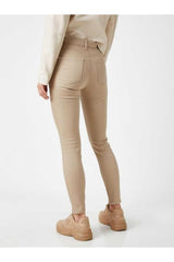 Delux Beige High Waist Slim Leg Skinny Lycra Jeans - Swordslife