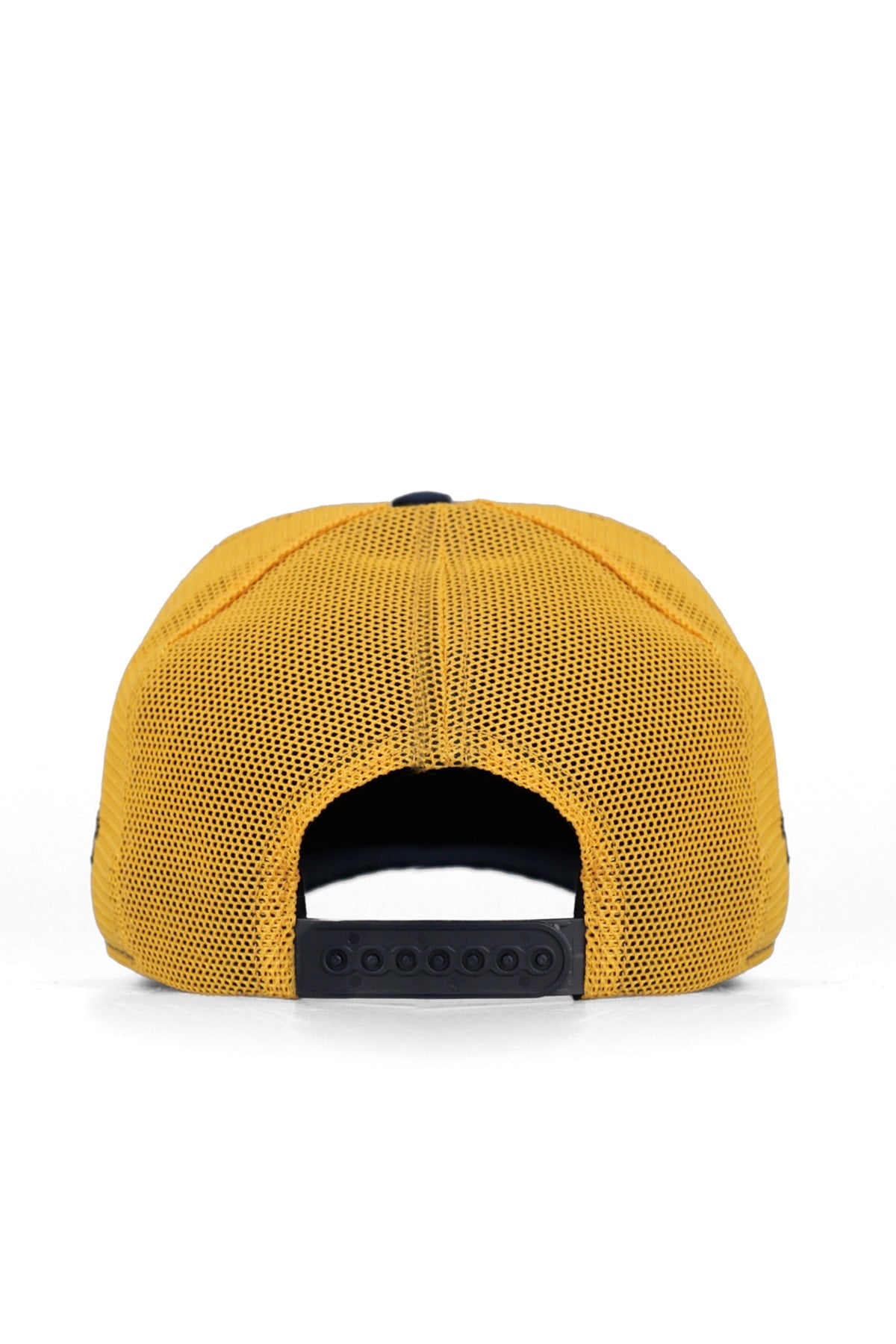 V1 Trucker Dance Bear - Unisex Navy Blue-Yellow Hat (Cap) with 5 Code Logo
