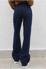 Mickeyy Dark Blue Super High Waist Wide Leg Denim Jeans- Wide Leg - Swordslife