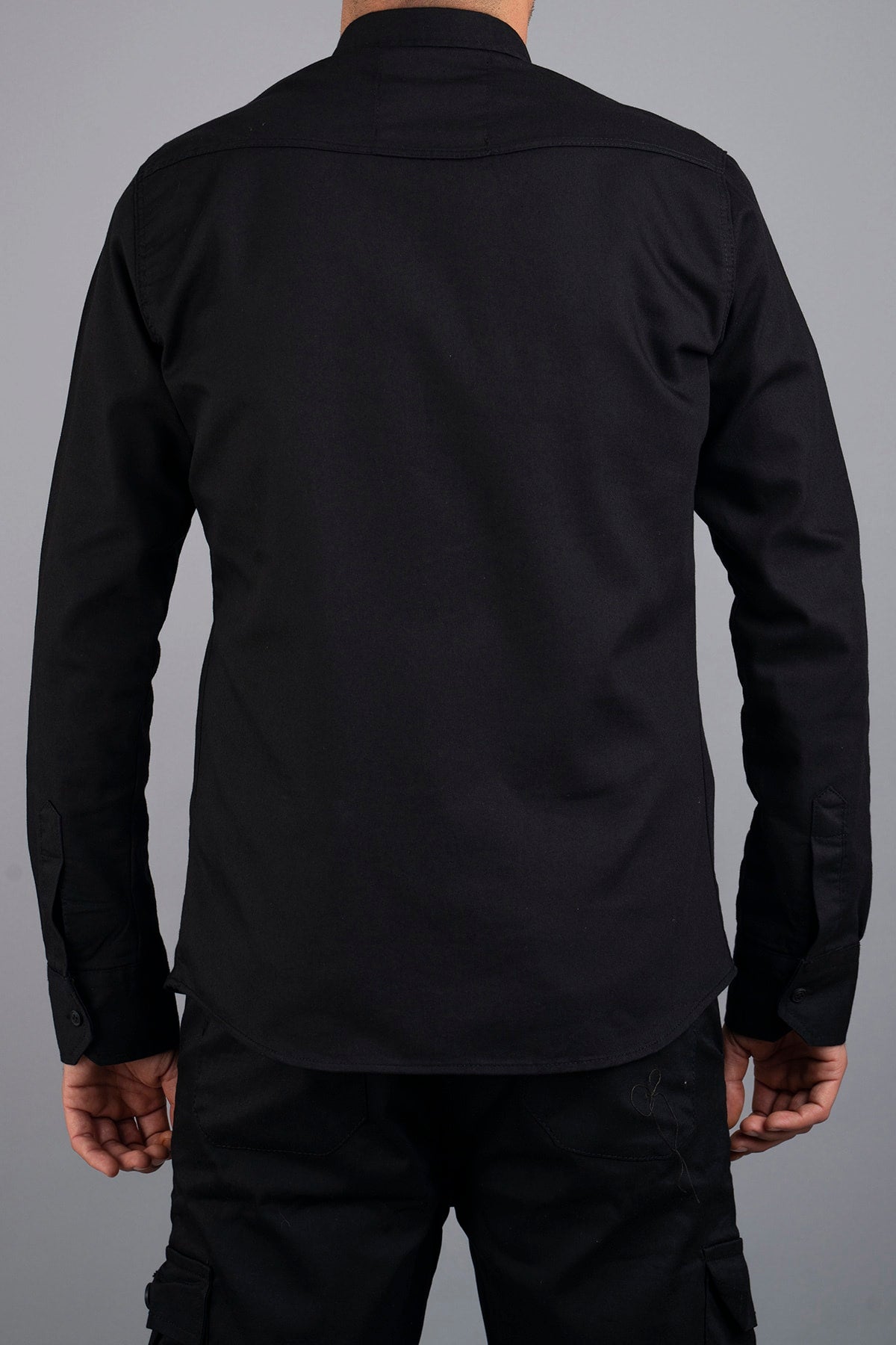 Slim Fit Men's Denim Shirt Black