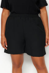 Black High Waist Woven Shorts & Bermuda TBBSS23AP00015 - Swordslife