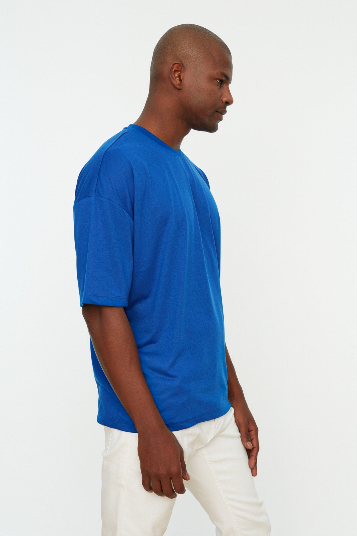 Saks Men's Basic Crew Neck Oversize Short Sleeved T-Shirt