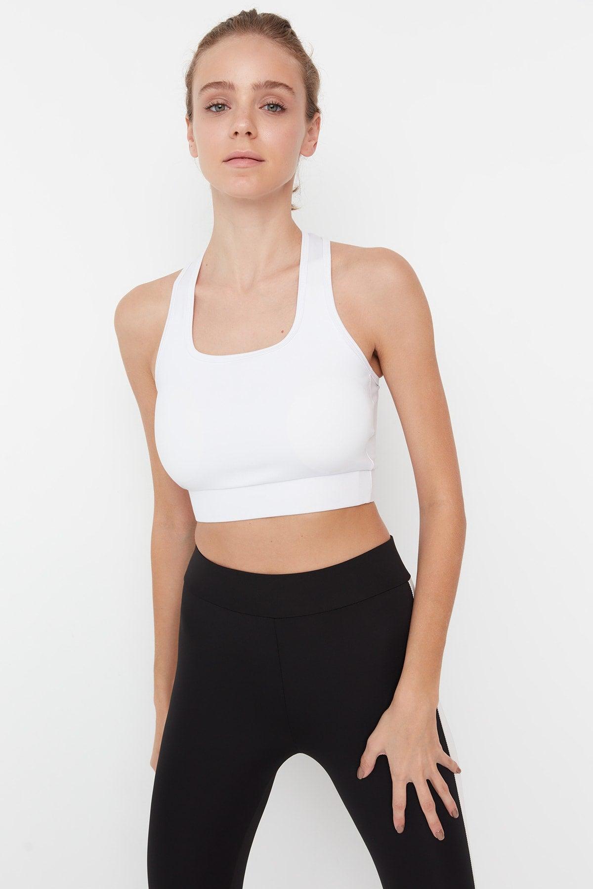 White Back Detail Square Collar Sports Bra TWOSS22SS0040 - Swordslife