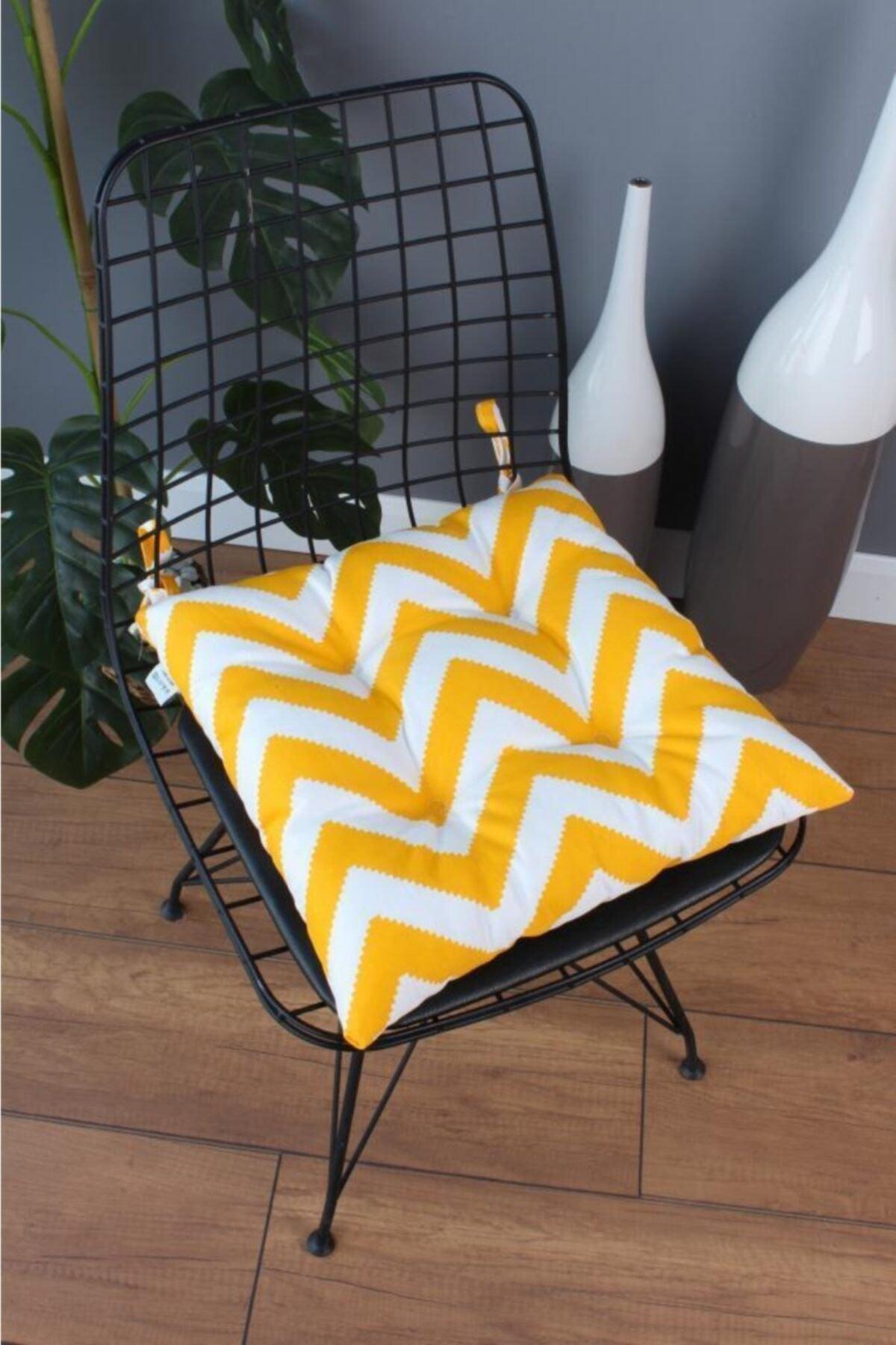 Beta Pofidik Yellow Zigzag Chair Cushion Laced 40x40cm - Swordslife