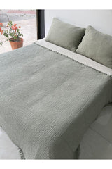 Chala Green Oversized Muslin Bedspread - Swordslife