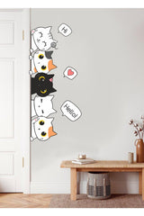 Kids Room Door Side Decorative Sticker Cute Cats Wall Ornament - Swordslife