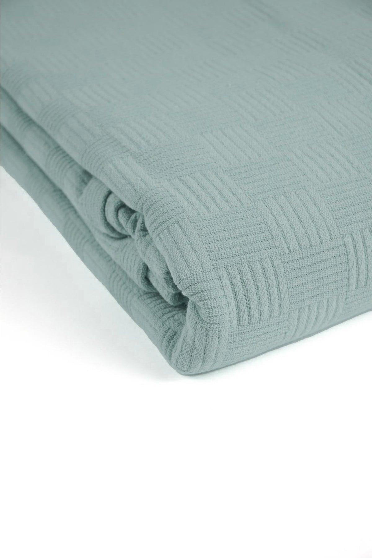Checker Pattern Cotton Double Pique And Bedspread -Light Mint Green - Swordslife