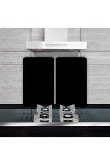 Decorative Glass Stove Protector And Cutting Board Plain Black (60cm X 52cm) 2 Pieces, 4 Cookers - Swordslife