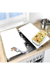 Decorative Glass Stove Protector And Cutting Board Plain White 60cm X 52cm 2 Pieces, 4 Cookers - Swordslife