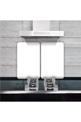 Decorative Glass Stove Protector And Cutting Board Plain White 60cm X 52cm 2 Pieces, 4 Cookers - Swordslife