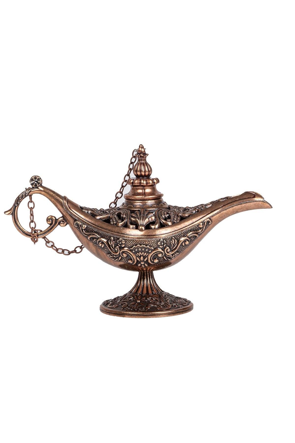 Dmt Gaziantep Copper Steamer-incense Holder Magic Lamp Alaattin Height 12 Cm - Swordslife