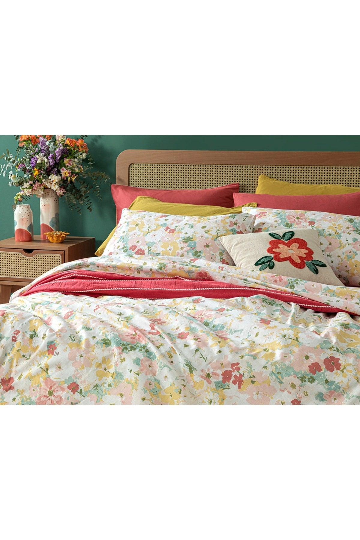 Floral Pureness Cotton Single Duvet Cover Set 160x220 Cm Pink - Swordslife