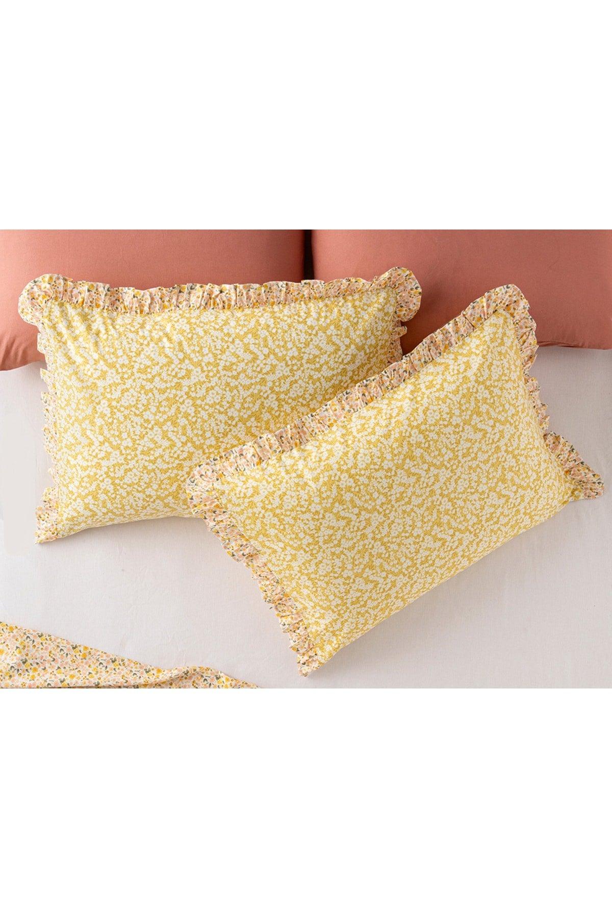 Floweret Cotton 2-Pack Pillowcase 50x70 Cm Yellow - Swordslife