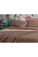 Floweret Cotton Single Duvet Cover Set 160x220 Cm Black - Swordslife