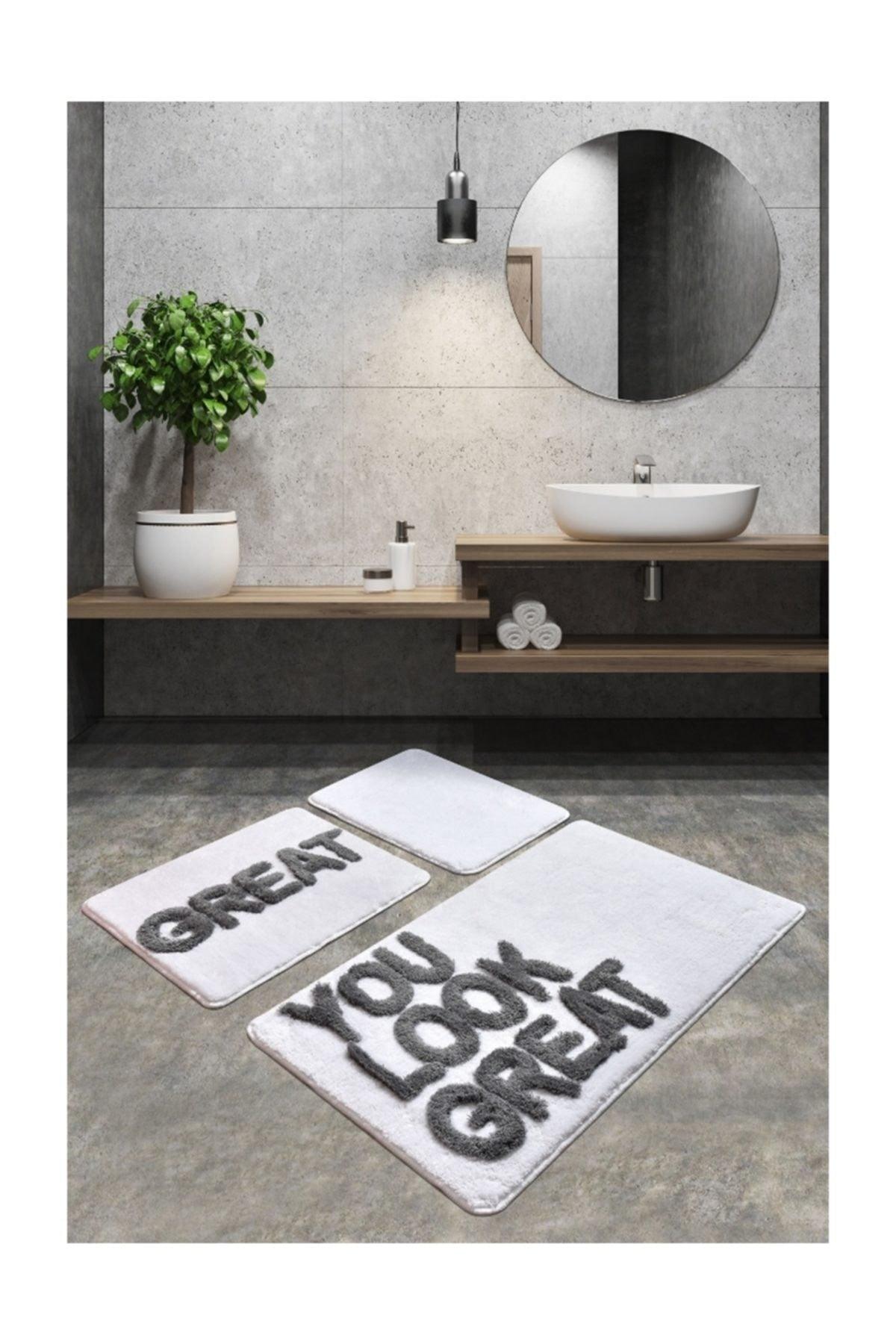 Great White 3 Pcs Set Bathroom Carpet, Mat - Swordslife