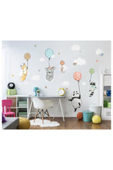 Kids Room Wall Sticker Set Animals With Balloons - Swordslife