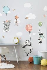 Kids Room Wall Sticker Set Animals With Balloons - Swordslife