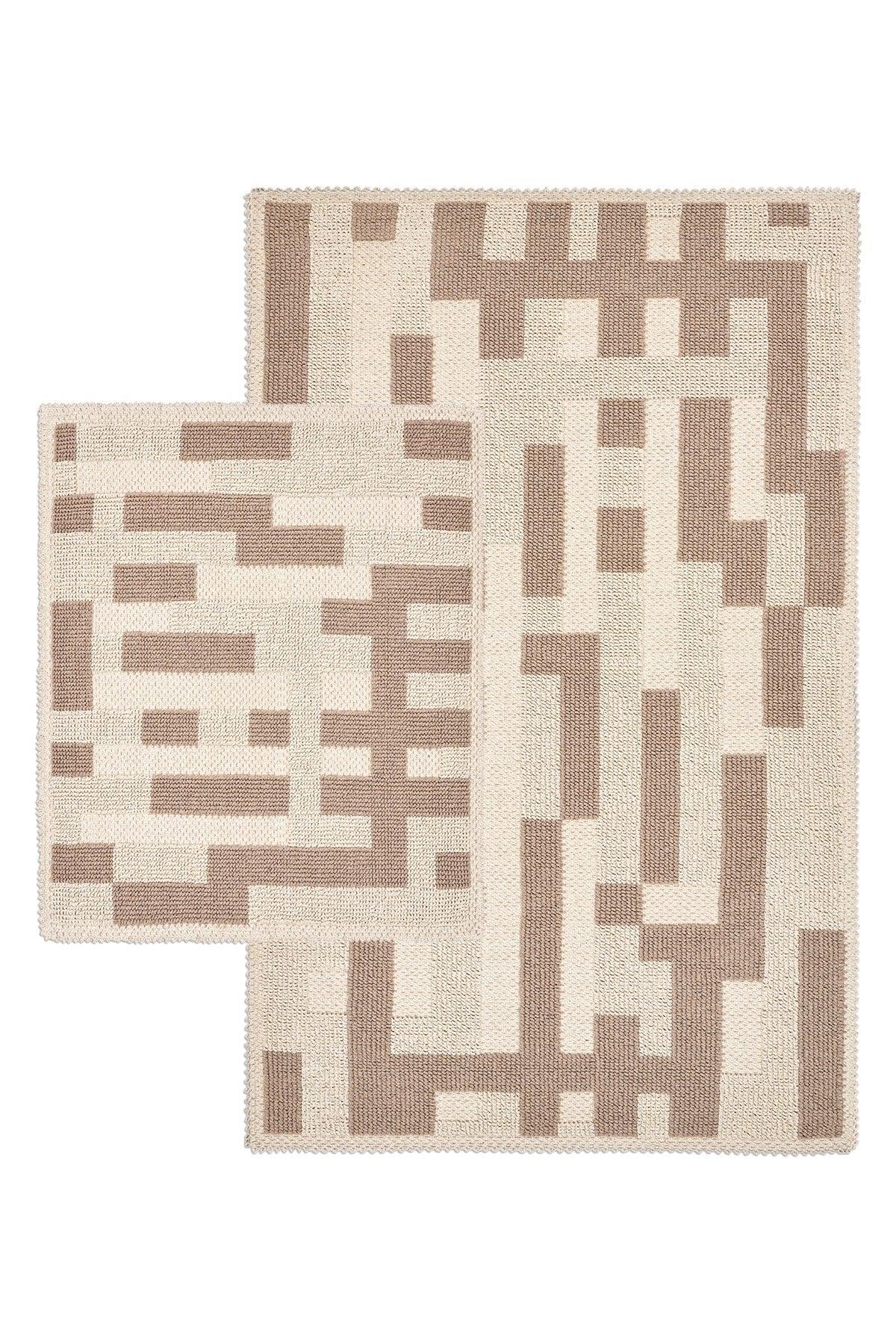 Maze Natural Cotton 2 Piece Bathroom Rug Set