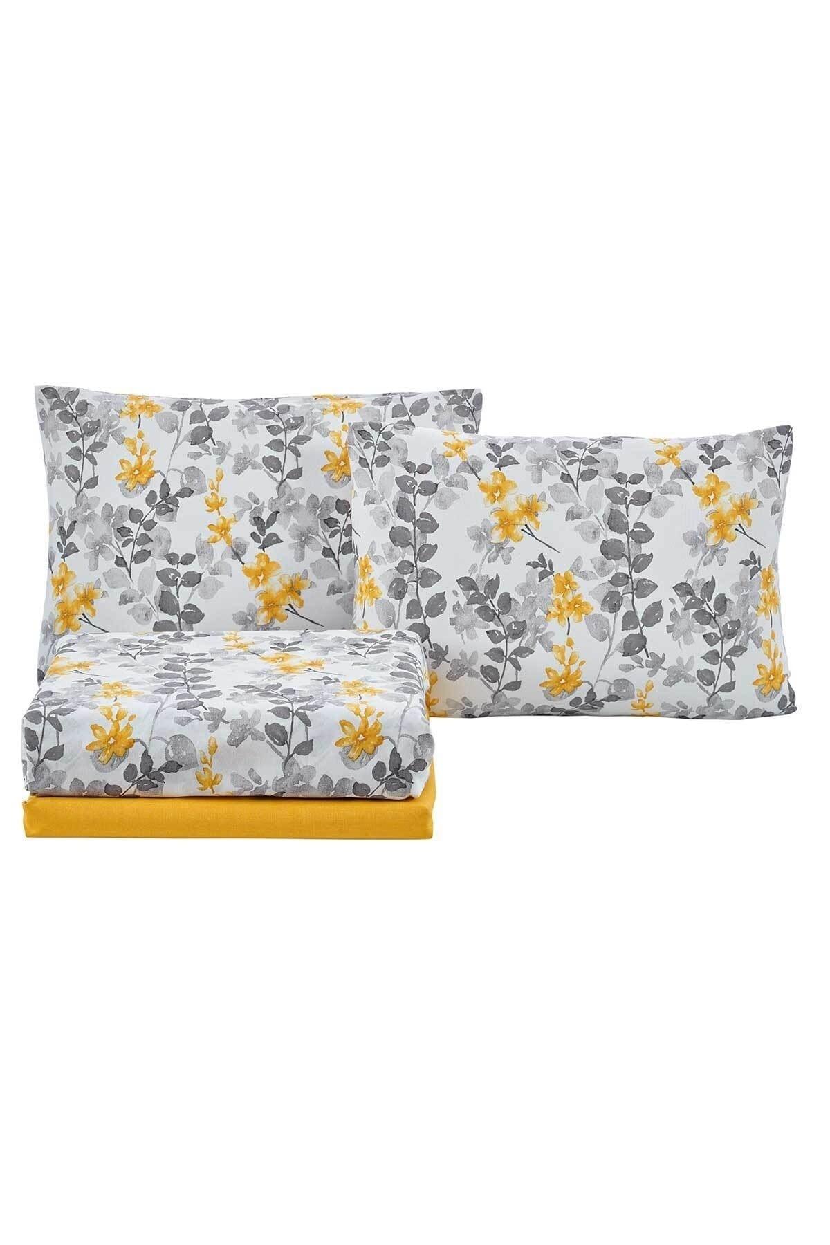 Duvet Cover Set Cotton Single 3 Piece Flores Yellow - Swordslife