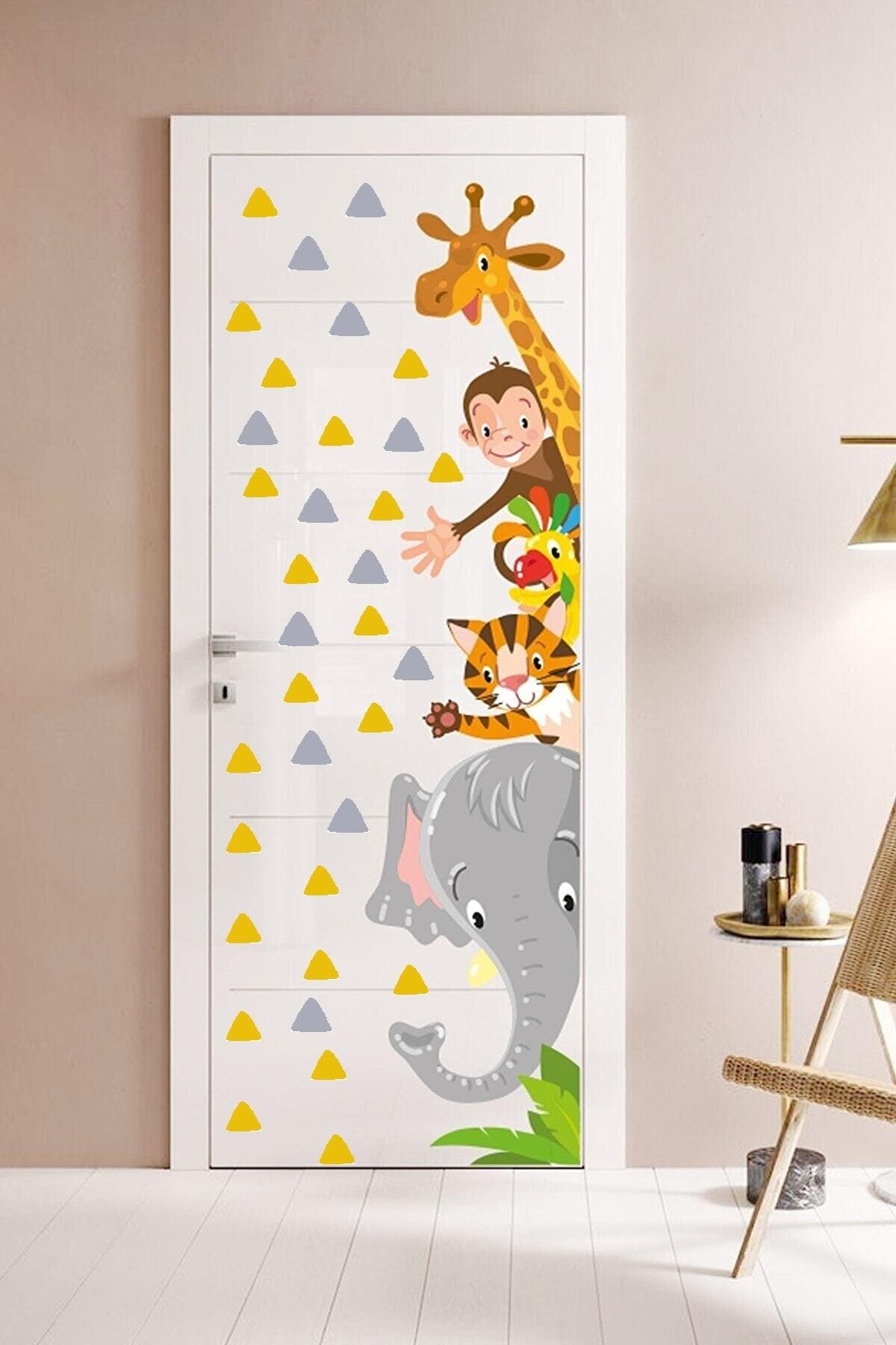 Safari Animals Door Wardrobe Wall Sticker Set - Swordslife