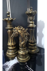 King, Knight, Queen, 3 Piece Chess Set Sculpture Trinket Decor - Swordslife
