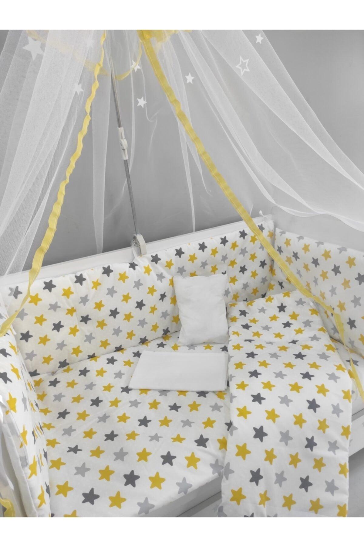 Yellow Star Baby Crib Sleeping Set 60x120 9 Pcs Mosquito Net And Apparatus Gift - Swordslife