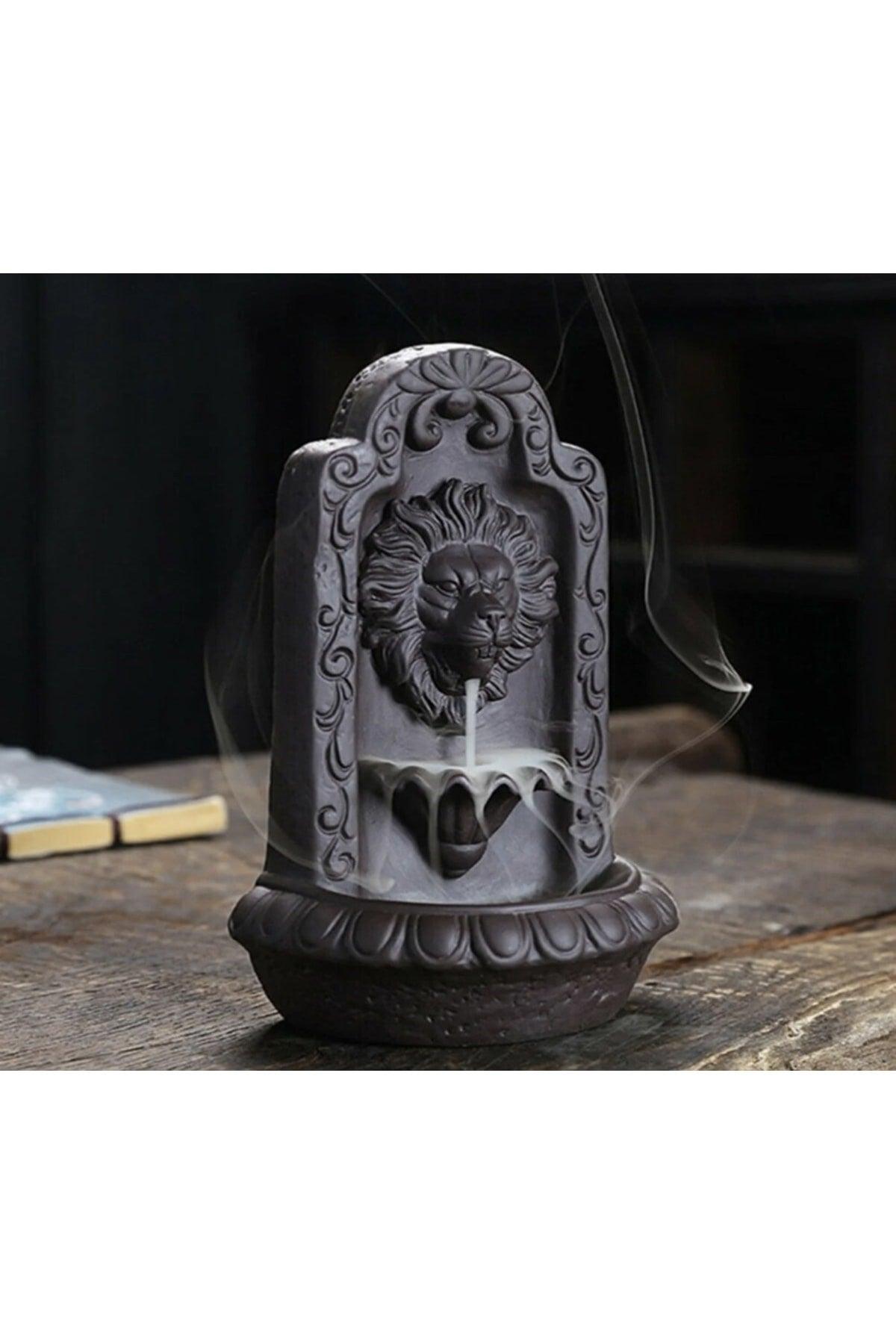 Black Lion Shaped Steam Pot Backflow Incense Holder - Swordslife